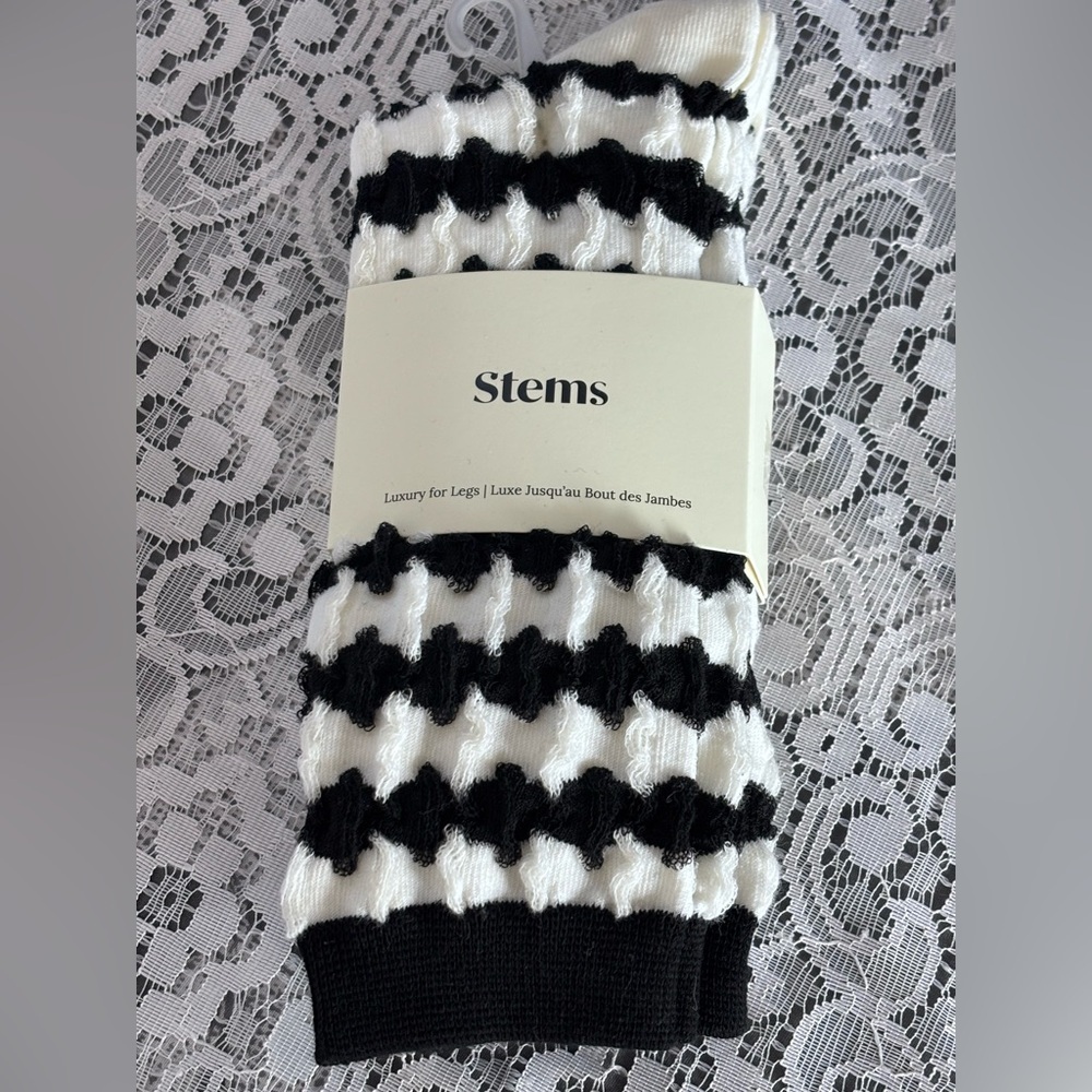 stem Black and White Tall Socks-2pk